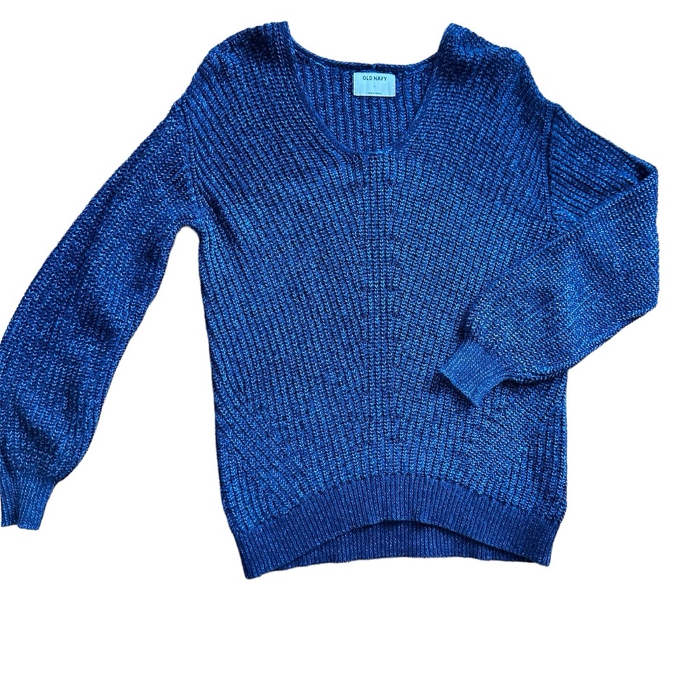 Old Navy Dark Royal Blue Chunky Knit Oversized Sweater Size Small